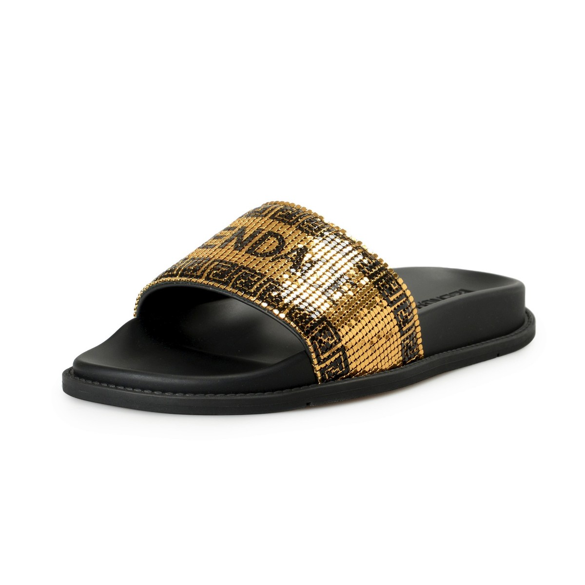 FENDI X VERSACE Fendace Women's Metalmesh Logo Pool Slide Flip