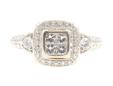 1.45 ctw Princess  Round Diamond 14KT White Gold Halo Women's Engagement Ring