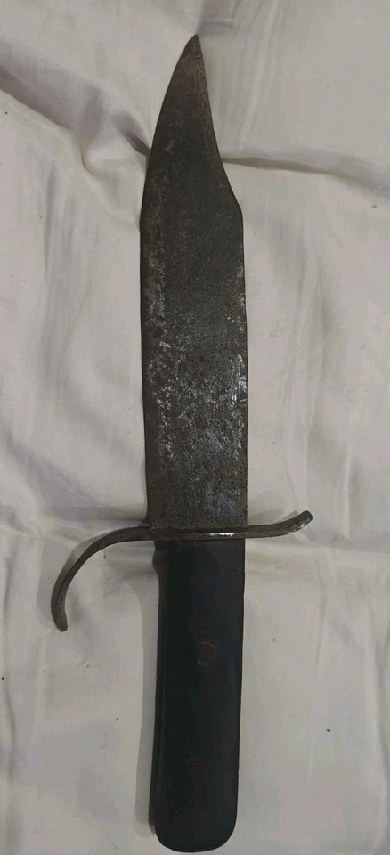 Cuchillo Bowie antiguo con mango de madera... Foto 2 de 4