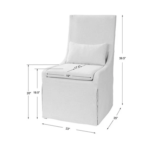 Uttermost Coley Coastal Wood and Fabric Armless Chair in Off White - Picture 9 of 9