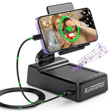 4In1 Bluetooth Speakers Wireless with Power Bank, Cell Phone Stand Black