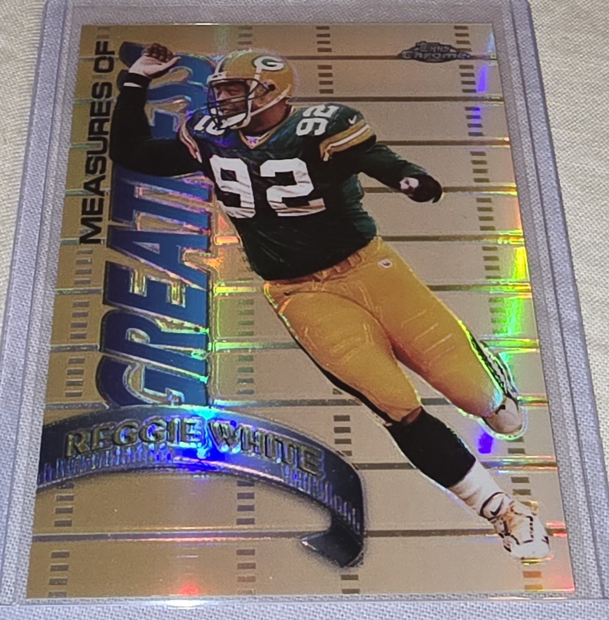 1998 Topps Chrome Measures of Greatness Reggie White Refractor Packers HOF!!