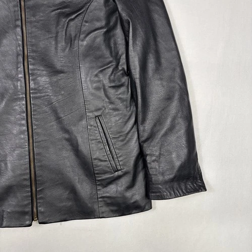 Vintage Vera Pelle Leather Jacket Men's 46 Black Biker Bomber Coat Made In Italy image 11