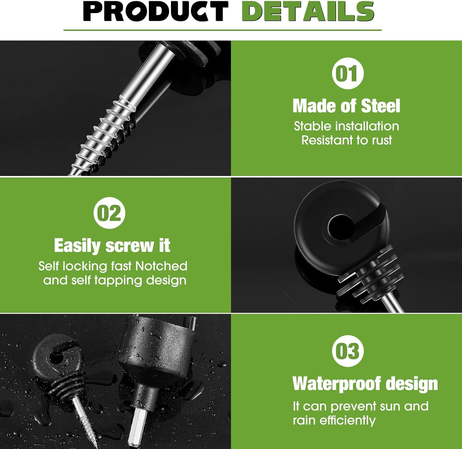 200 Pcs Electric Fence Insulator with 1 Socket Tool for Wood Post (Black)