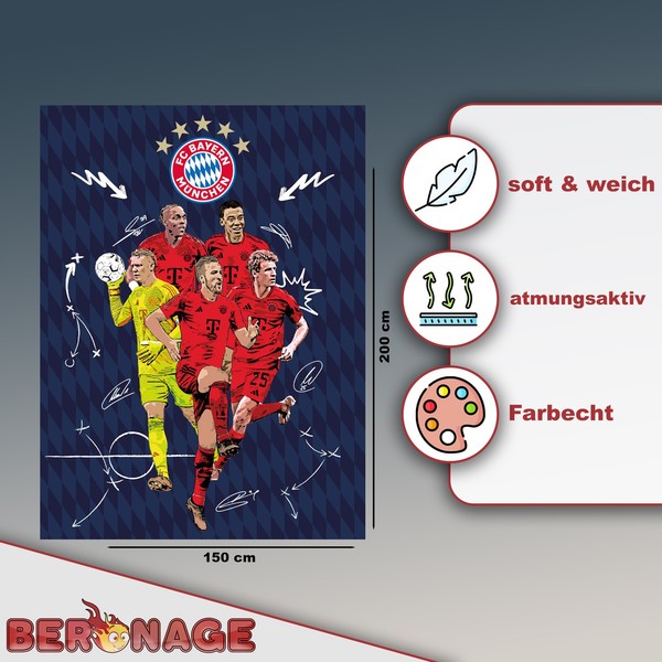 Fc Bayern MüNchen Decke Player 150X200 Cm Passend Zur Fcb Fan BettwäSche-image