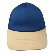 Blue Beige Trucker Hat Snapback One Size Mesh Adjustable Plain Blank Foam Front