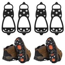 2 Pairs Ice Cleats for Shoes and Boots, 8 Steel Gripper Spikes Non-Slip