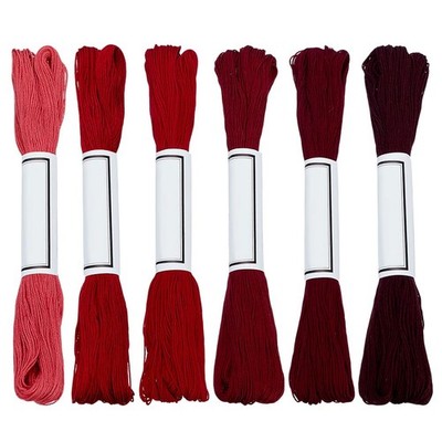 Sashiko Thread 6 Skeins 300 Yards, Cotton Cord Wine Red Japanese Sewing Set