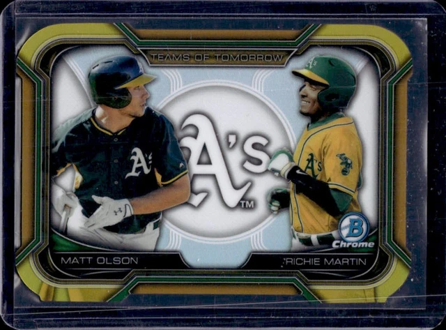 2015 Bowman Draft Richie Martin Matt Olson Teams of Tomorrow Die Cut Gold #10/50