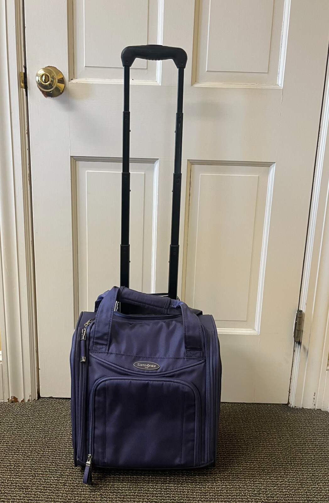 Samsonite Carry On Luggage Travel Bag Suitcase wheels, pull handle, blue/purp-image