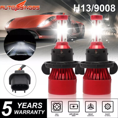 2X H13 9008 Super Bright LED Headlight Bulbs Kit 660000LM 8000K White Hi-Lo Beam