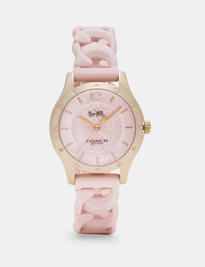 Coach Maddy Watch, 34mm Carnation gold tone case and