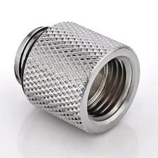 Bitspower G1/4" Male to Female Extender Fitting, 15mm, Silver Shining