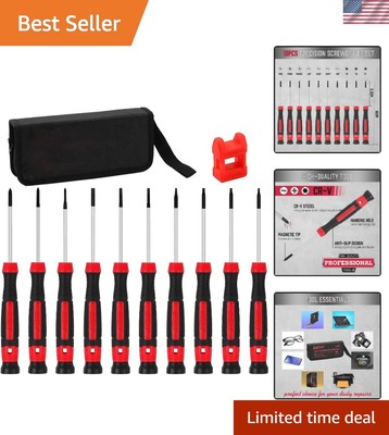 Portable 11-Piece Precision Screwdriver Set with Magnetic Tips & Storage Pouch