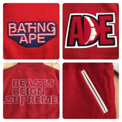 アベイシングエイプ BEASTS REIGN SUPREME スタジャン L BAPE Sleeve