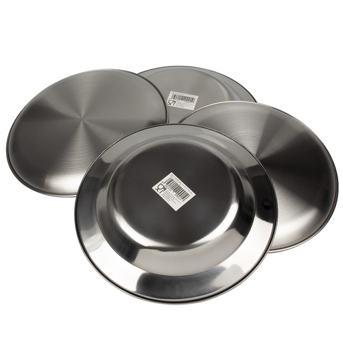 Camping Teller Edelstahl bruchfest Essteller Picknickteller Outdoor Geschirr Set - Bild 11 von 23