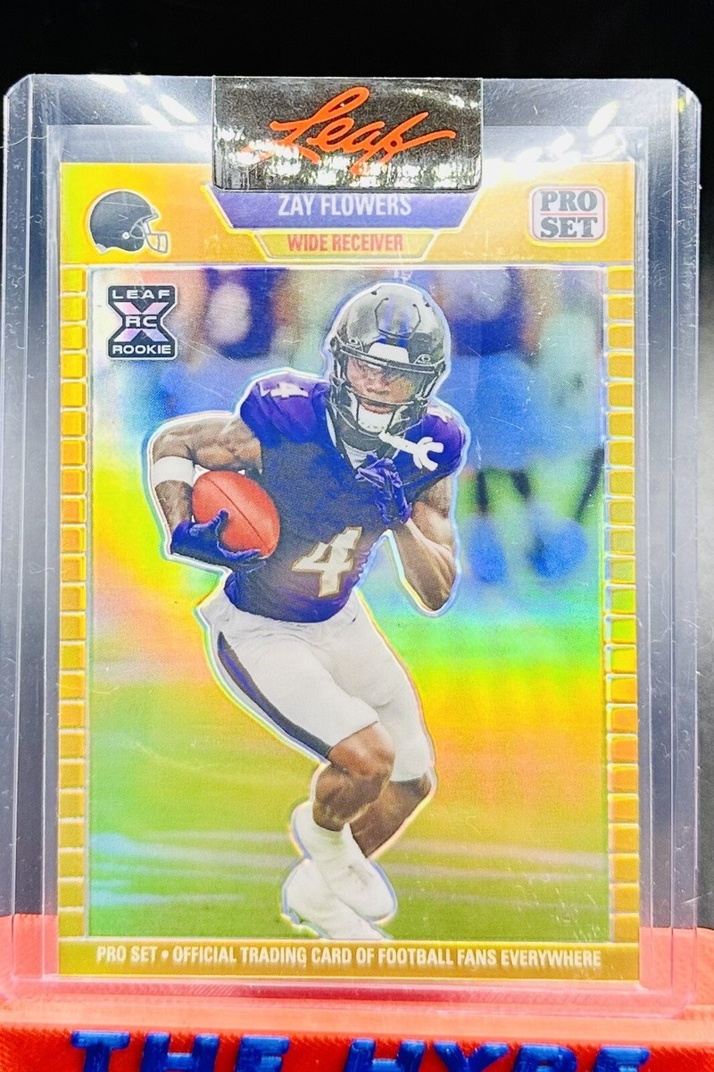 199 Zay Flowers GOLD HOLO 2023 Leaf Pro Set Metal RC #PSG-117