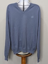 Aquascutum Golf Men's Jumper  V Neck Sweater Blue Size Medium *Free Post*