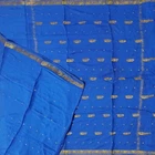Vintage Blue Sarees 100% Pure Mysore Crepe Silk Zari Woven Sari 5YD Craft Fabric