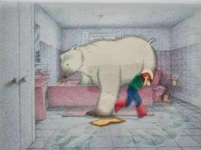 The BEAR RARE Raymond Briggs Film Original Animation Art Cel Christmas