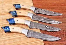 Custom HandMade Forged Damascus Steel Kitchen Chef Steak Knives Set  1398