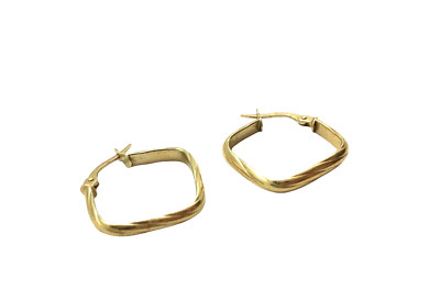 Vintage Burdick 14k Gelbgold Italien Quadrat Creolen Ohrstecker
