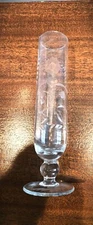 Vintage Crystal Glass 9" Flower Bud Vase Footed Etched Floral