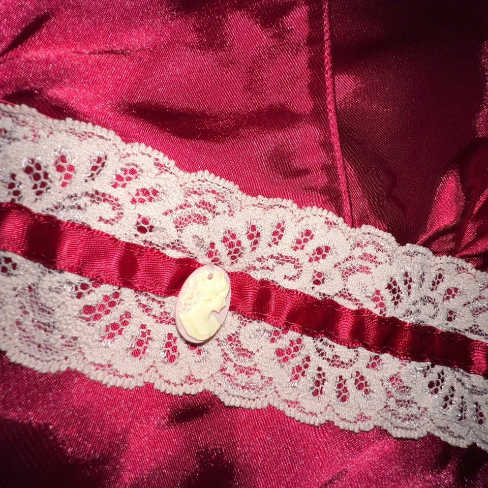 Vestido de noite California Dynasty lingerie vintage longo vermelho cetim tamanho P - Imagem 3 de 4