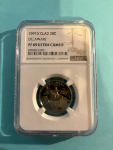 1999-S US Statehood Quarter Clad 25c .25 Delaware NGC PF69 Ultra Cameo Gem!
