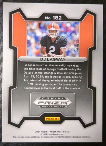2024 Panini Prizm Draft Picks Rated Prospect #182 DJ Lagway - Picture 2 of 2