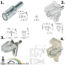 Hafele Plug In Shelf Support For Glass Shelves Ø 3 mm Hole Different Types Packs