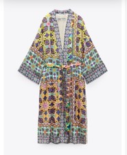Zara Colourful Printed Long Jacket Kimono Size M