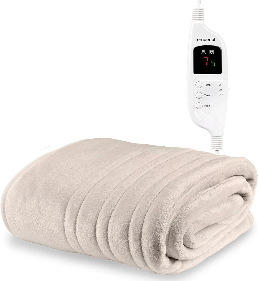 Emperial Electric Heated Throw Blanket Soft Fleece 9 Hour Timer Machine Washable