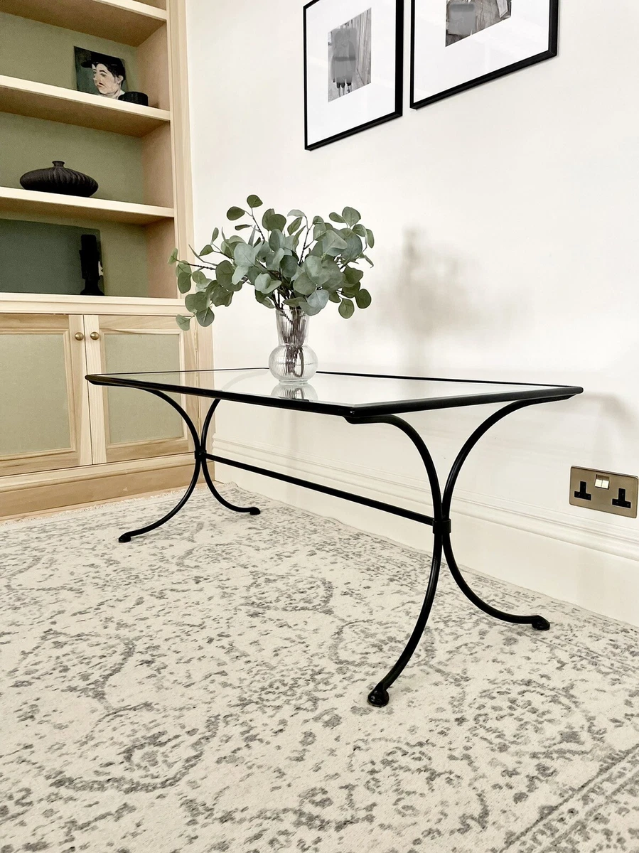 Rod iron glass coffee table deals