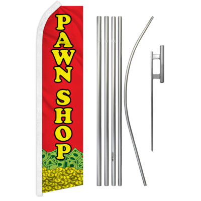 Pawn Shop Swooper Flutter Feather Advertising Flag Pole Kit Pawn Consigment