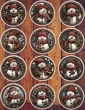 Snowman Circle Vinyl Die Cut Stickers Set Scrapbooking Laptop Waterbottle