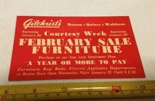 Vintage 1942 Gilchrist's Boston Quincy Waltham MA Advertising Post Card