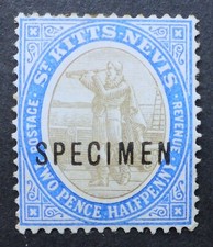 ST. KITTS & NEVIS # 4 SCARCE (SPECIMEN OVERPRINT) H/R* CAN.SHIP$1.99 COMB. SHIP