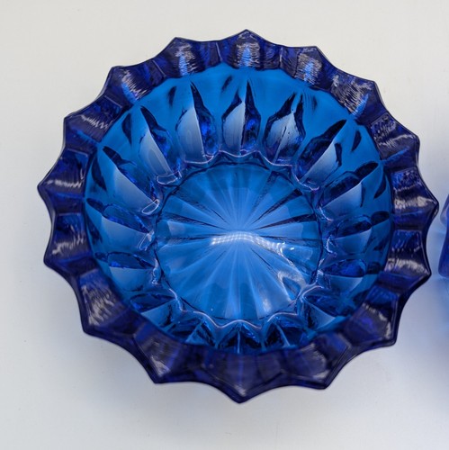 Vintage Cobalt Blue Glass Ashtray/Trinket Dishes Set Of 2 - Picture 5 of 9