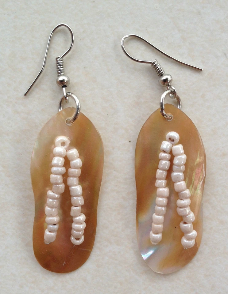 Perlmutt Muschel Sandalen Ohrringe Hänger Schmuck - Bild 3 von 4