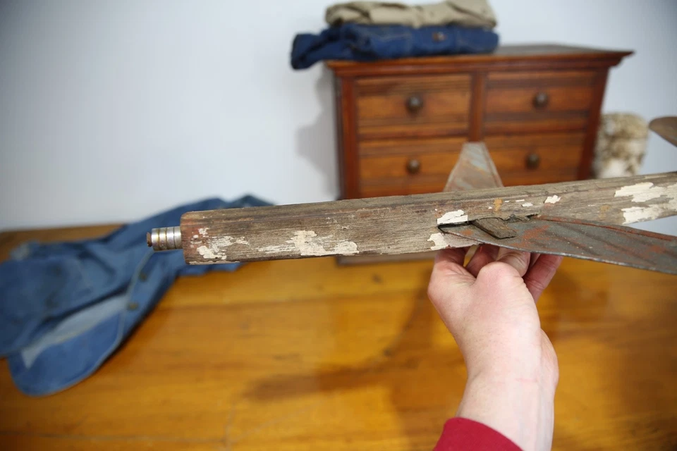 VTG Model Airplane wood Rustic Weathervane Whirligig antique galvanized metal - Image 4 of 4