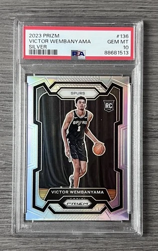 2023-24 Panini Prizm Victor Wembanyama Silver Prizm RC PSA 10 Spurs