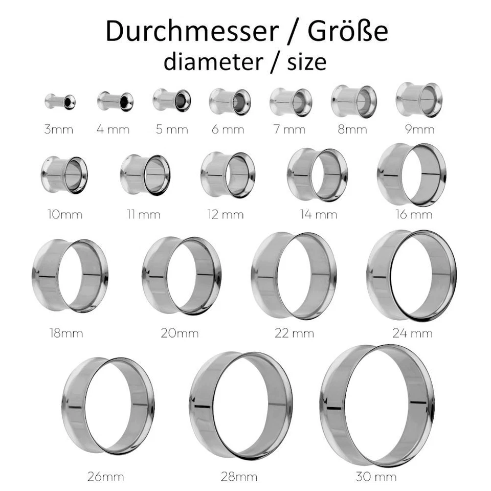 Treuheld® - Flesh Tunnel - Titan - Silber - Double Flared - 9 Größen (6618) - Bild 3 von 4