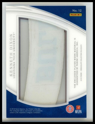 2016 Panini Immaculate Collegiate Kenneth Dixon Helmet Team Logos /21 LA Tech - Picture 2 of 2