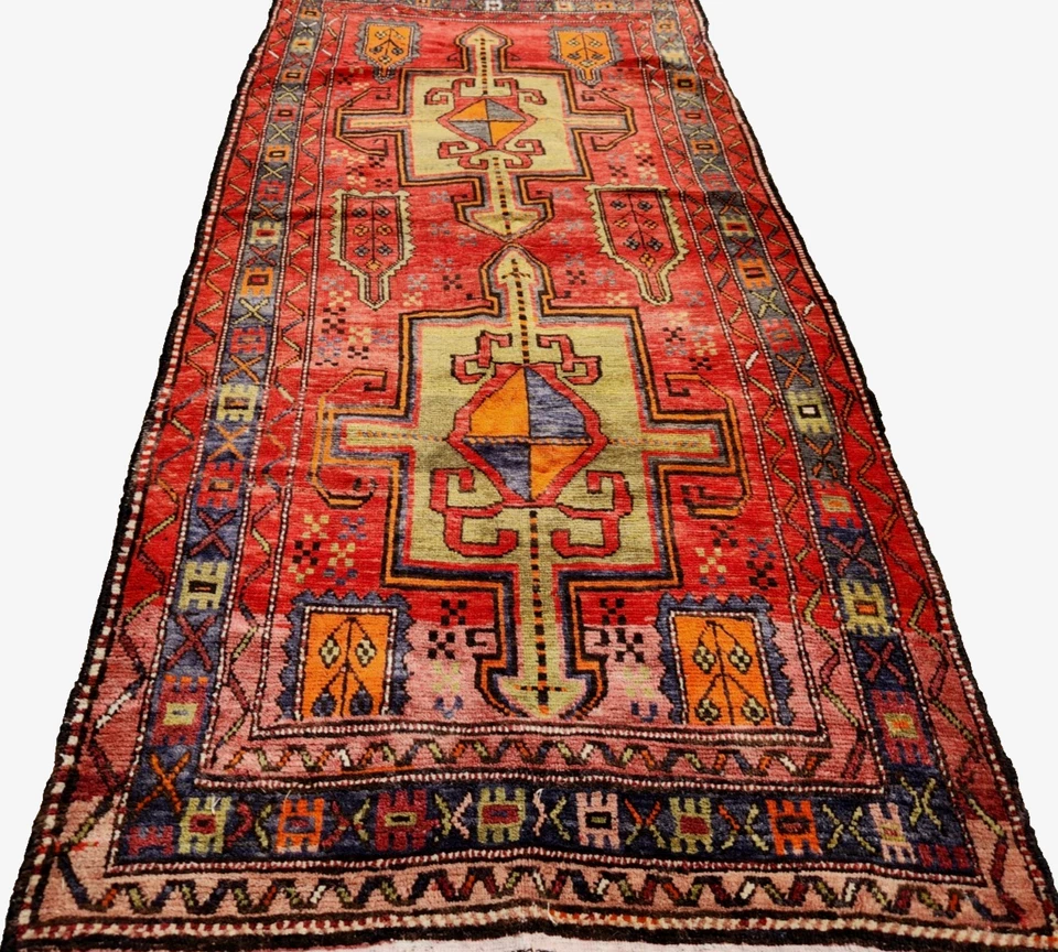 7'9"x3'6" ANTIQUE HAND KNOTTED CAUCASIAN KAZAK SERAPE TRIBAL WOOL RUG RUNNER - Image 3 of 4