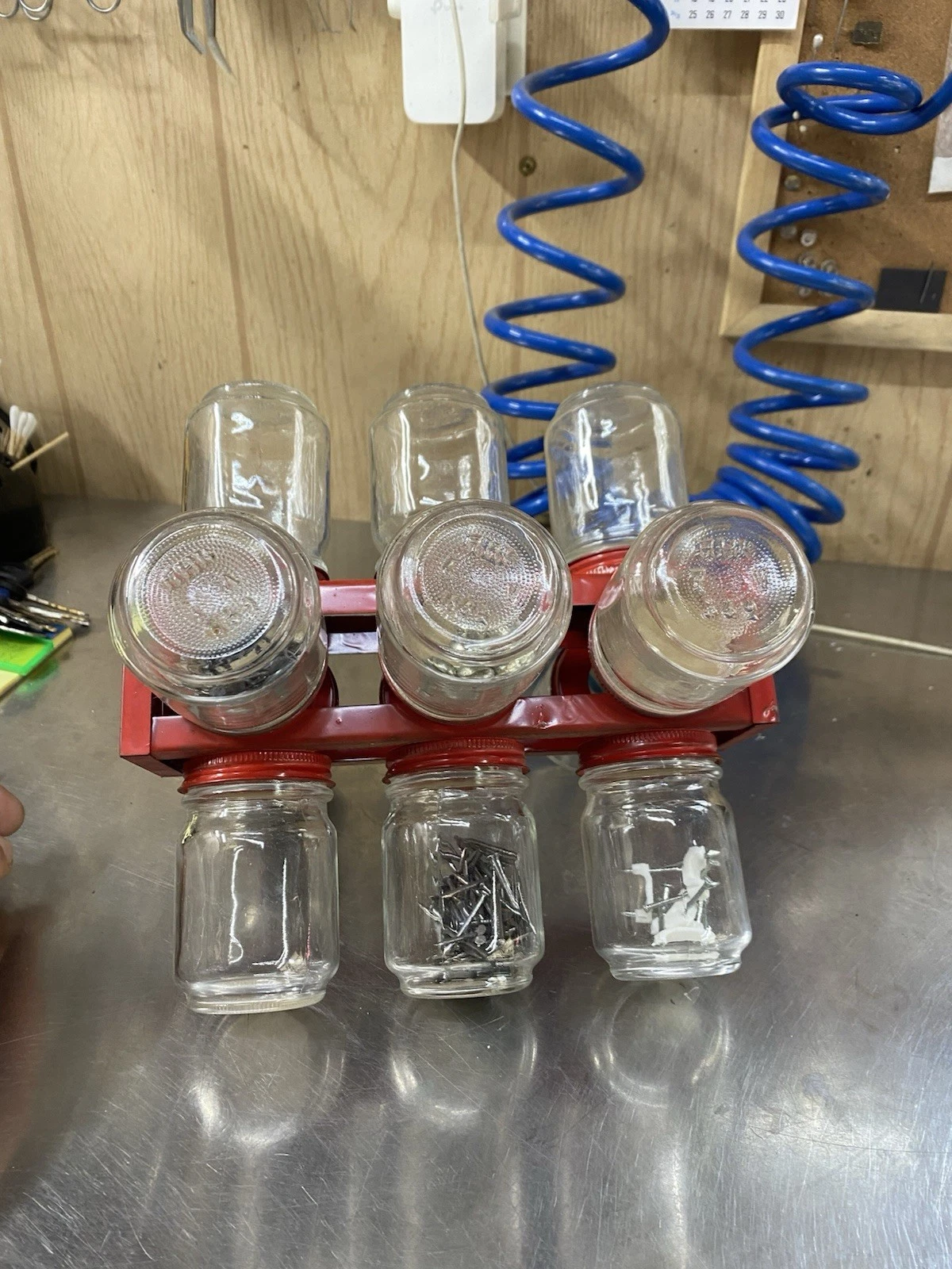Vintage Rotating Red Metal Baby Food Jar Organizer, Under Shelf Mounted 12 Clear
Opens in a new wind