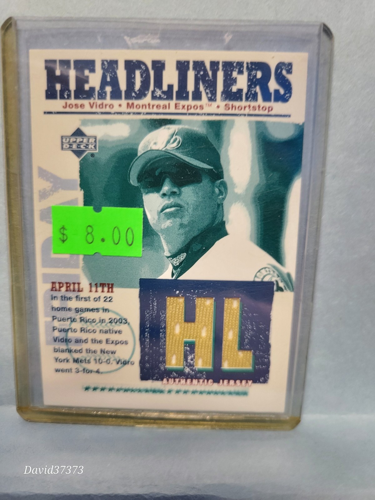 2004 Upper Deck - Headliners Jerseys Jose Vidro #HL-JV (MEM)