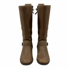 SO Girls Knee High Riding Boots Taupe Lace Back Size 3 Medium