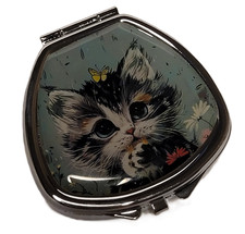 Medicine Pill Box Cute Kitten - 1 compartment - silver finish