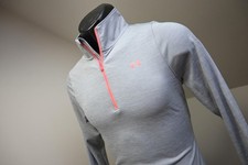Under Armour Athletic 1/2 Zip Jacket Heatgear Semi-Fitted Gray Womens Size Small